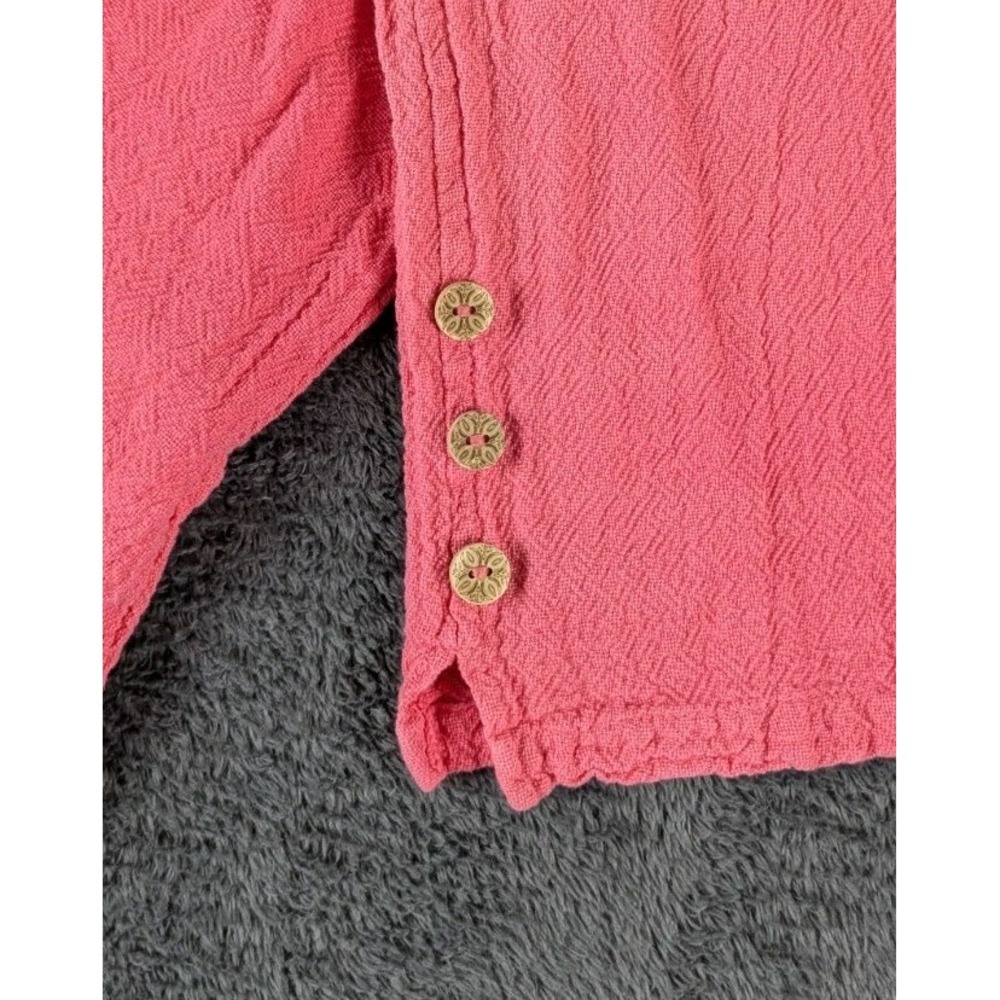 Sea Breeze of California Top Large Pink Cotton Gauze Tunic Asymmetrical USA Made - Picture 7 of 8